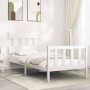 White solid wood bed frame with headboard 100x200 cm by , Beds and slatted bases - Ref: Foro24-3193327, Price: 123,63 €, Disc...