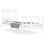 White solid wood bed frame with headboard 100x200 cm by , Beds and slatted bases - Ref: Foro24-3193327, Price: 123,63 €, Disc...