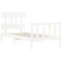 White solid wood bed frame with headboard 100x200 cm by , Beds and slatted bases - Ref: Foro24-3193327, Price: 123,63 €, Disc...