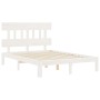 Estructura cama de matrimonio con cabecero madera maciza blanco de , Camas y somieres - Ref: Foro24-3193572, Precio: 133,81 €...