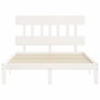 Double bed frame with white solid wood headboard by , Beds and slatted bases - Ref: Foro24-3193572, Price: 133,99 €, Discount: %