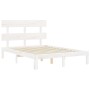 Estructura cama de matrimonio con cabecero madera maciza blanco de , Camas y somieres - Ref: Foro24-3193507, Precio: 130,10 €...