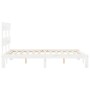 Estructura cama de matrimonio con cabecero madera maciza blanco de , Camas y somieres - Ref: Foro24-3193507, Precio: 130,10 €...