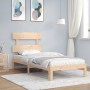 Bed frame with solid wood headboard by , Beds and slatted bases - Ref: Foro24-3193496, Price: 85,69 €, Discount: %