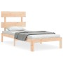 Bed frame with solid wood headboard by , Beds and slatted bases - Ref: Foro24-3193496, Price: 85,69 €, Discount: %