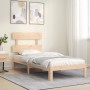 Bed frame with solid wood headboard by , Beds and slatted bases - Ref: Foro24-3193496, Price: 85,69 €, Discount: %