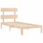 Bed frame with solid wood headboard by , Beds and slatted bases - Ref: Foro24-3193496, Price: 85,69 €, Discount: %