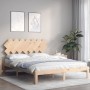 Double bed frame with solid wood headboard by , Beds and slatted bases - Ref: Foro24-3193731, Price: 128,14 €, Discount: %