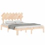 Double bed frame with solid wood headboard by , Beds and slatted bases - Ref: Foro24-3193731, Price: 128,14 €, Discount: %