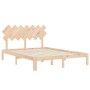 Double bed frame with solid wood headboard by , Beds and slatted bases - Ref: Foro24-3193731, Price: 128,14 €, Discount: %