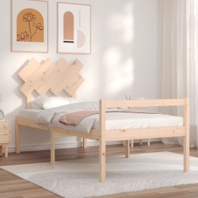 Bed for seniors with solid wood headboard by , Beds and slatted bases - Ref: Foro24-3195511, Price: 111,34 €, Discount: %