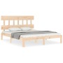 Estructura de cama de matrimonio con cabecero madera maciza de , Camas y somieres - Ref: Foro24-3193601, Precio: 125,13 €, De...