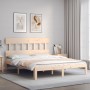 Estructura de cama de matrimonio con cabecero madera maciza de , Camas y somieres - Ref: Foro24-3193601, Precio: 125,13 €, De...