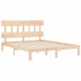 Double bed frame with solid wood headboard by , Beds and slatted bases - Ref: Foro24-3193601, Price: 122,99 €, Discount: %