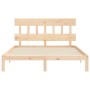 Double bed frame with solid wood headboard by , Beds and slatted bases - Ref: Foro24-3193601, Price: 122,99 €, Discount: %