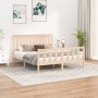 White pine wood bed frame with headboard 150x200cm by , Beds and slatted bases - Ref: Foro24-3188211, Price: 160,53 €, Discou...