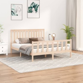 White pine wood bed frame with headboard 150x200cm by , Beds and slatted bases - Ref: Foro24-3188211, Price: 159,33 €, Discou...