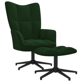 Silla de relajación con taburete terciopelo verde oscuro de , Sillones - Ref: Foro24-328108, Precio: 143,99 €, Descuento: %