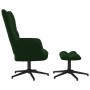 Silla de relajación con taburete terciopelo verde oscuro de , Sillones - Ref: Foro24-328108, Precio: 143,99 €, Descuento: %