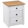 Solid pine wood bedside table in white Panama color, measuring 46x40x57 cm. by vidaXL, Nightstands - Ref: Foro24-282654, Pric...