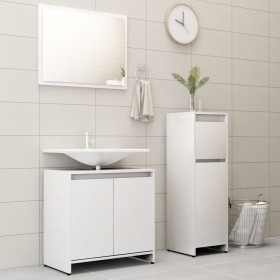 Bathroom furniture set 3 pieces glossy white engineered wood by , Bathroom furniture - Ref: Foro24-3056931, Price: 110,09 €, ...