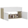 Mueble con lavabo madera de ingeniería blanco y roble Sonoma de , Tocadores de baño - Ref: Foro24-3070843, Precio: 223,49 €, ...