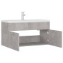 Betongrauer Holzwerkstoffschrank mit Waschbecken von , Badezimmerwaschtische - Ref: Foro24-3071292, Preis: 277,36 €, Rabatt: %