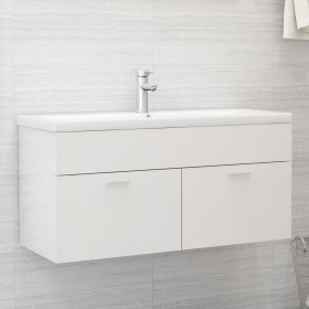 Glossy white engineered wood cabinet with sink by , bathroom vanities - Ref: Foro24-3071303, Price: 301,54 €, Discount: %