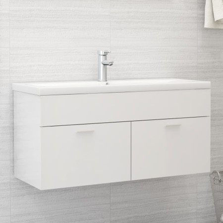 Glossy white engineered wood cabinet with sink by , bathroom vanities - Ref: Foro24-3071303, Price: 320,52 €, Discount: %