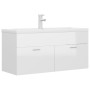 Glossy white engineered wood cabinet with sink by , bathroom vanities - Ref: Foro24-3071303, Price: 320,52 €, Discount: %