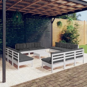 Garden furniture 13 pieces with anthracite pine wood cushions by , Garden sets - Ref: Foro24-3096053, Price: 1,00 €, Discount: %