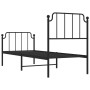 Bed frame with headboard and black metal footboard 80x200 cm by , Beds and slatted bases - Ref: Foro24-373896, Price: 63,88 €...