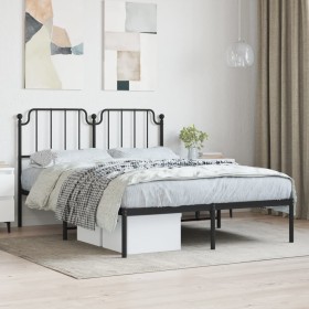 Bed frame with black metal headboard 150x200 cm by , Beds and slatted bases - Ref: Foro24-373889, Price: 94,45 €, Discount: %