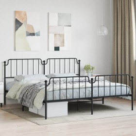 Estructura de cama cabecero y estribo metal negro 193x203 cm de , Camas y somieres - Ref: Foro24-373911, Precio: 117,99 €, De...