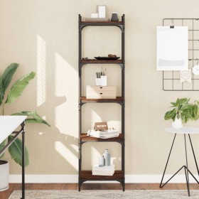 Bookcase with 5 shelves engineered wood brown oak 40x30x154 cm by , Bookcases and shelves - Ref: Foro24-837641, Price: 52,99 ...