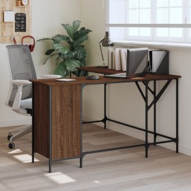 Escritorio madera de ingeniería roble marrón 141x141x75 cm de , Escritorios - Ref: Foro24-837601, Precio: 94,03 €, Descuento: %