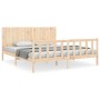 Estructura de cama de matrimonio con cabecero madera maciza de , Camas y somieres - Ref: Foro24-3192961, Precio: 182,99 €, De...