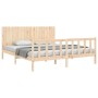 Estructura de cama de matrimonio con cabecero madera maciza de , Camas y somieres - Ref: Foro24-3192961, Precio: 182,99 €, De...