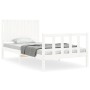 White solid wood bed frame with headboard 100x200 cm by , Beds and slatted bases - Ref: Foro24-3192937, Price: 144,10 €, Disc...