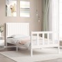 White solid wood bed frame with headboard 100x200 cm by , Beds and slatted bases - Ref: Foro24-3192937, Price: 144,10 €, Disc...