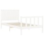 White solid wood bed frame with headboard 100x200 cm by , Beds and slatted bases - Ref: Foro24-3192937, Price: 144,10 €, Disc...