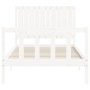 White solid wood bed frame with headboard 100x200 cm by , Beds and slatted bases - Ref: Foro24-3192937, Price: 144,10 €, Disc...