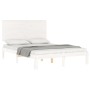 Double bed frame with white solid wood headboard by , Beds and slatted bases - Ref: Foro24-3193637, Price: 152,99 €, Discount: %