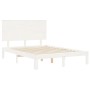 Estructura cama de matrimonio con cabecero madera maciza blanco de , Camas y somieres - Ref: Foro24-3193637, Precio: 153,36 €...