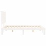 Double bed frame with white solid wood headboard by , Beds and slatted bases - Ref: Foro24-3193637, Price: 152,99 €, Discount: %