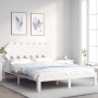 White solid wood bed frame with headboard 140x190 cm by , Beds and slatted bases - Ref: Foro24-3193707, Price: 138,81 €, Disc...