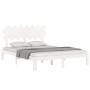 White solid wood bed frame with headboard 140x190 cm by , Beds and slatted bases - Ref: Foro24-3193707, Price: 138,81 €, Disc...