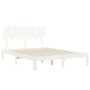 White solid wood bed frame with headboard 140x190 cm by , Beds and slatted bases - Ref: Foro24-3193707, Price: 138,81 €, Disc...