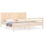 Double bed frame with solid wood headboard by , Beds and slatted bases - Ref: Foro24-3194521, Price: 184,99 €, Discount: %