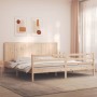 Double bed frame with solid wood headboard by , Beds and slatted bases - Ref: Foro24-3194521, Price: 184,99 €, Discount: %